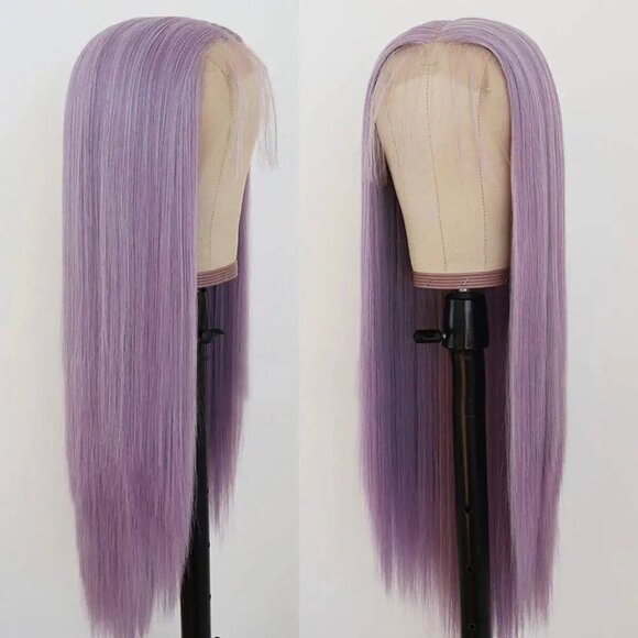 Purple Long Straight Middle Part Wig - Picture 1 of 5